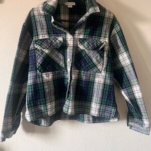 Plaid Flannel Shirt in Green and Blue